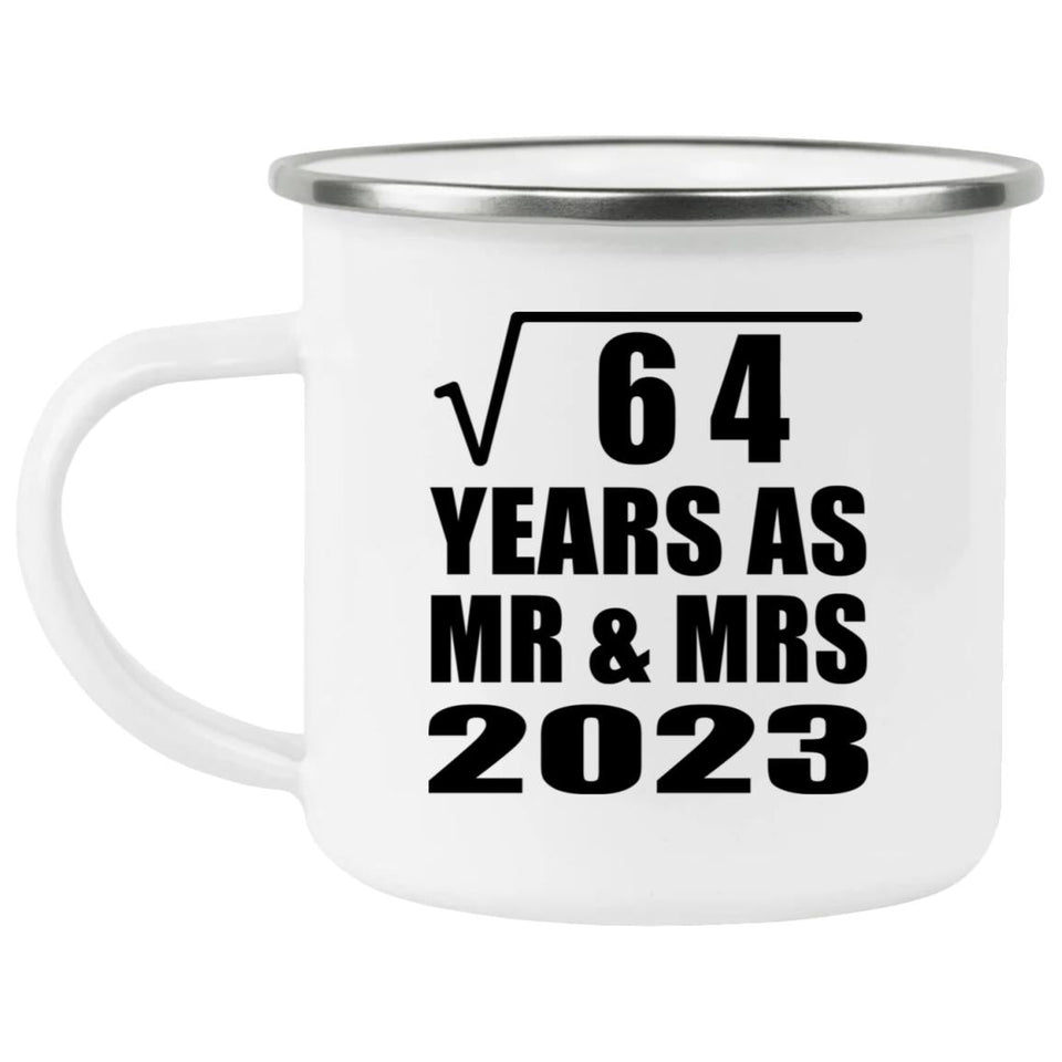 8th Anniversary Square Root of 64 Years As Mr & Mrs 2023 - 12oz Camping Mug