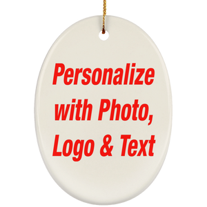 Personalized Custom Gift, Add Photo Logo Text Picture - Ceramic Ornament