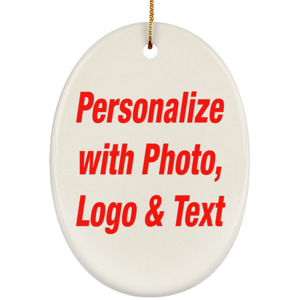 Personalized Custom Gift, Add Photo Logo Text Picture - Ceramic Ornament