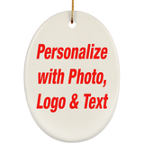 Personalized Custom Gift, Add Photo Logo Text Picture - Ceramic Ornament
