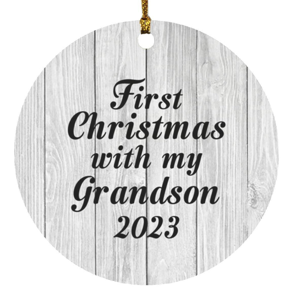 First Christmas With My Grandson 2023 - Circle Ornament F