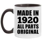 104th Birthday Made in 1920 All Parts Original - 11oz Accent Mug Black