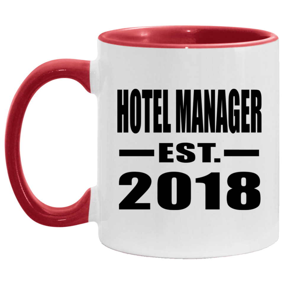 Hotel Manager Established EST. 2018 - 11oz Accent Mug Red