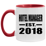 Hotel Manager Established EST. 2018 - 11oz Accent Mug Red
