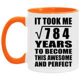28th Birthday Took Square Root of 784 Years To Awesome - 11oz Accent Mug Orange
