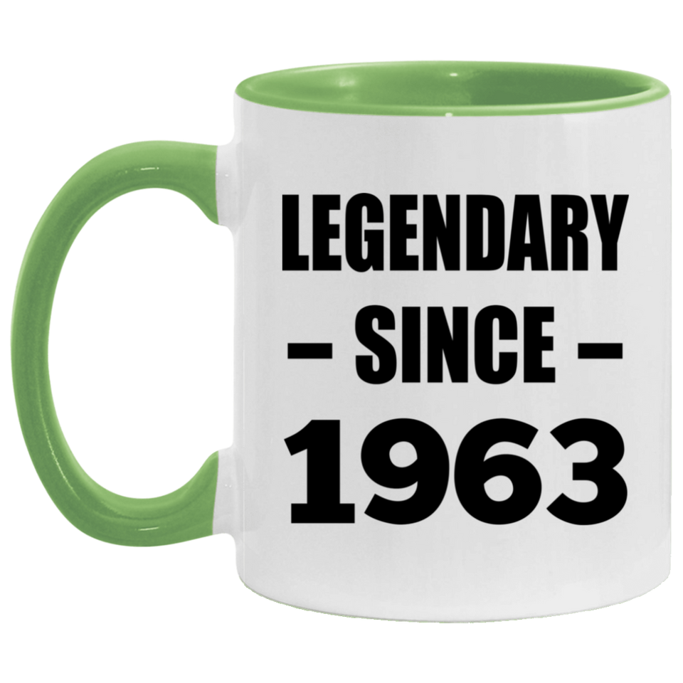 61st Birthday Legendary Since 1963 - 11oz Accent Mug Green