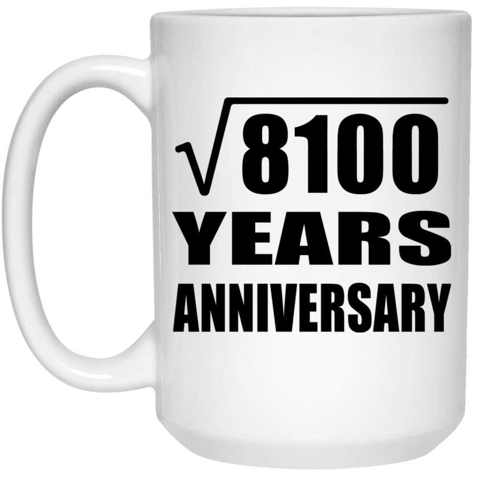 90th Anniversary Square Root of 8100 Years Anniversary - 15oz Coffee Mug