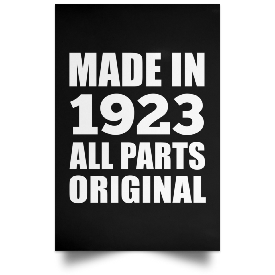 101st Birthday Made in 1923 All Parts Original - Poster Portrait