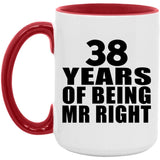 38th Anniversary 38 Years Of Being Mr Right - 15oz Accent Mug Red