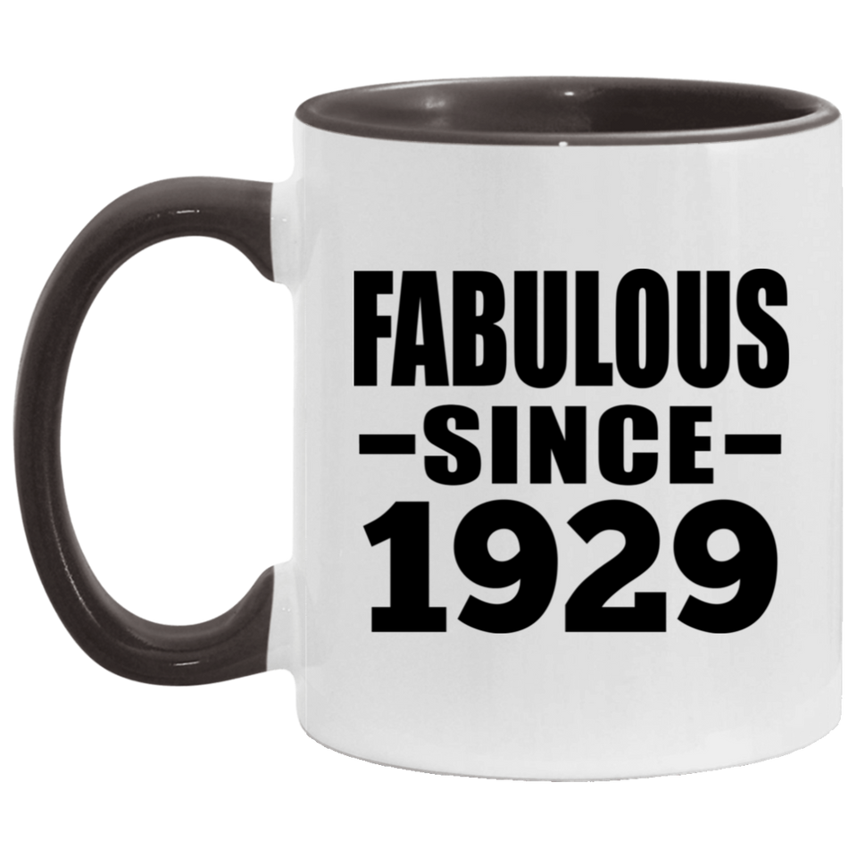 95th Birthday Fabulous Since 1929 - 11oz Accent Mug Black
