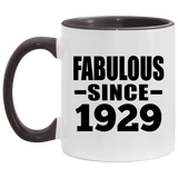 95th Birthday Fabulous Since 1929 - 11oz Accent Mug Black
