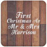 First Christmas As Mr & Mrs Harrison - Drink Coaster E