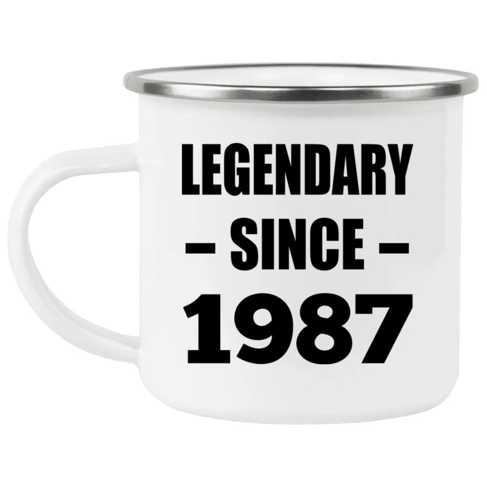 37th Birthday Legendary Since 1987 - 12oz Camping Mug