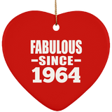 60th Birthday Fabulous Since 1964 - Heart Ornament