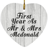 First Year As Mr & Mrs Mcdonald - Heart Ornament F