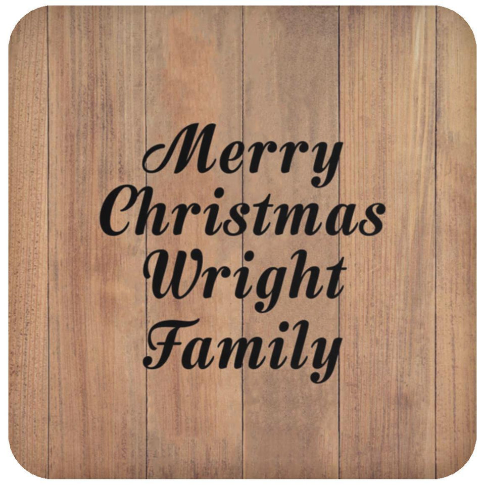 Merry Christmas Wright Family - Drink Coaster C