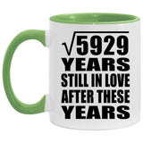 77th Anniversary Square Root of 5929 Years Still In Love - 11oz Accent Mug Green