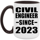 Civil Engineer Since 2023 - 15oz Accent Mug Black