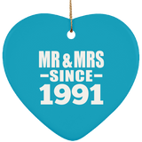 33rd Anniversary Mr & Mrs Since 1991 - Heart Ornament