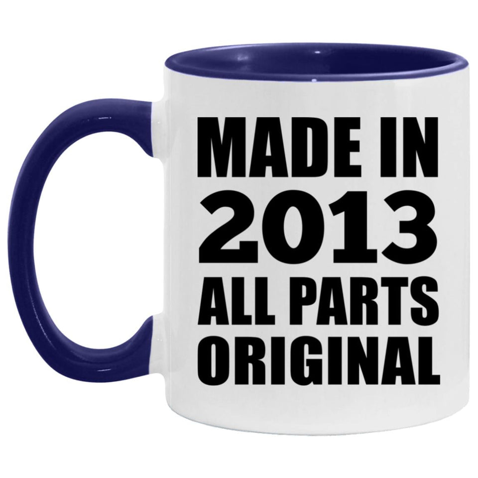 11th Birthday Made in 2013 All Parts Original - 11oz Accent Mug Purple