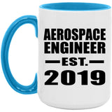 Aerospace Engineer Established EST. 2019 - 15oz Accent Mug Blue