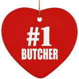 Number One #1 Butcher - Heart Ornament