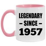 67th Birthday Legendary Since 1957 - 11oz Accent Mug Pink
