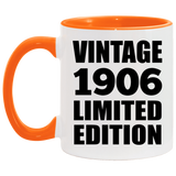 118th Birthday Vintage 1906 Limited Edition - 11oz Accent Mug Orange