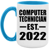 Computer Technician Established EST. 2022 - 15oz Accent Mug Blue