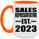 Sales Representative Established EST. 2023 - 15oz Accent Mug Orange