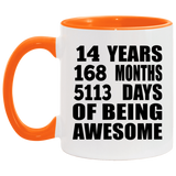 14th Birthday 14 Years 168 Months 5113 Days Of Awesome - 11oz Accent Mug Orange