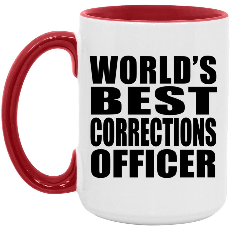 World's Best Corrections Officer - 15oz Accent Mug Red