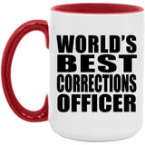 World's Best Corrections Officer - 15oz Accent Mug Red