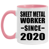 Sheet Metal Worker Since 2020 - 11oz Accent Mug Pink