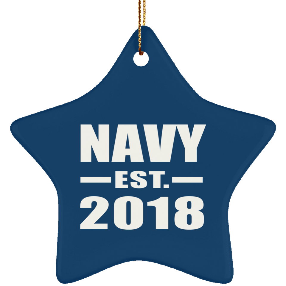 Navy Established EST. 2018 - Star Ornament