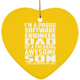 Proud Software Engineer Dad Of Awesome Son - Heart Ornament