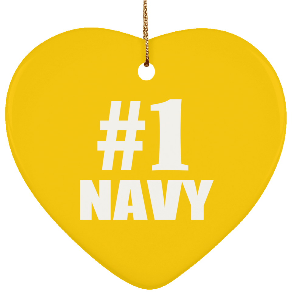 Number One #1 Navy - Heart Ornament