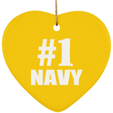 Number One #1 Navy - Heart Ornament