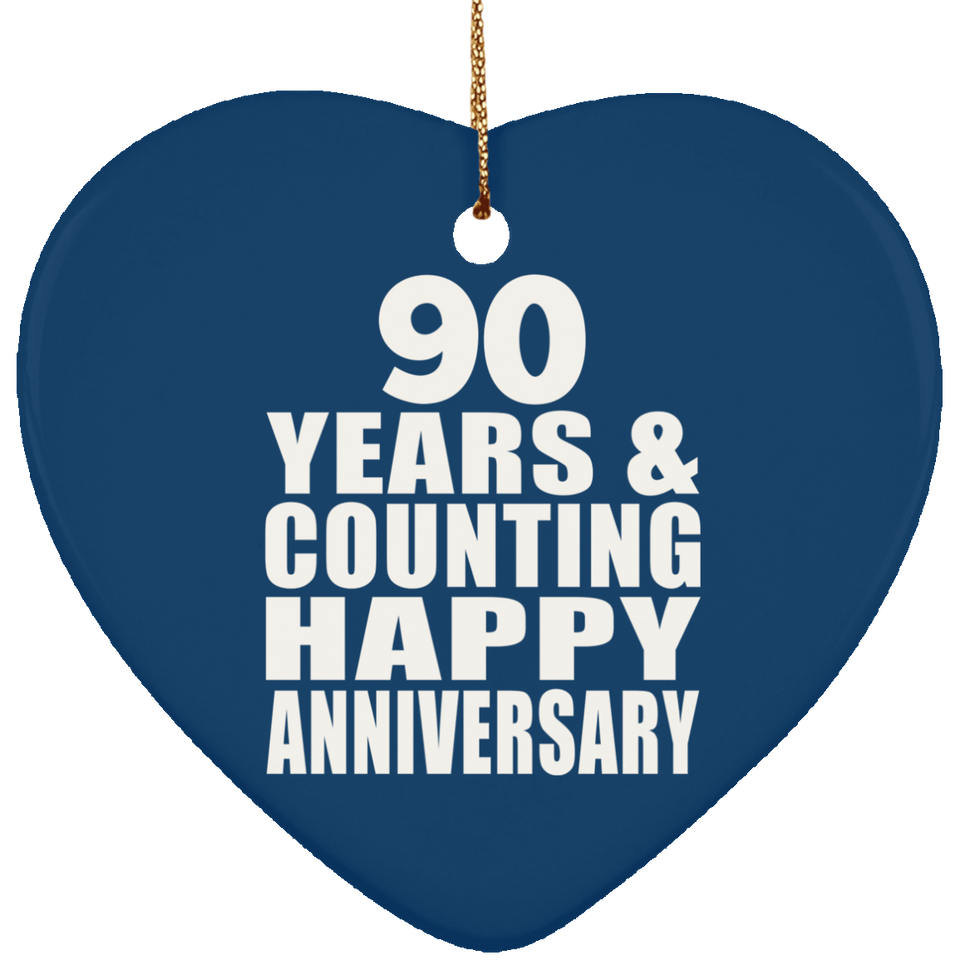 Happy 90th Anniversary 90 Years & Counting - Heart Ornament
