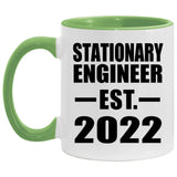 Stationary Engineer Established EST. 2022 - 11oz Accent Mug Green