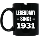 93rd Birthday Legendary Since 1931 - 11oz Coffee Mug Black