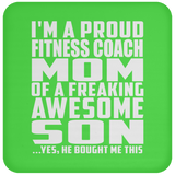 Proud Fitness Coach Mom Of Awesome Son - Drink Coaster