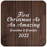 First Christmas As An Amazing Grandma & Grandpa 2022 - Drink Coaster D