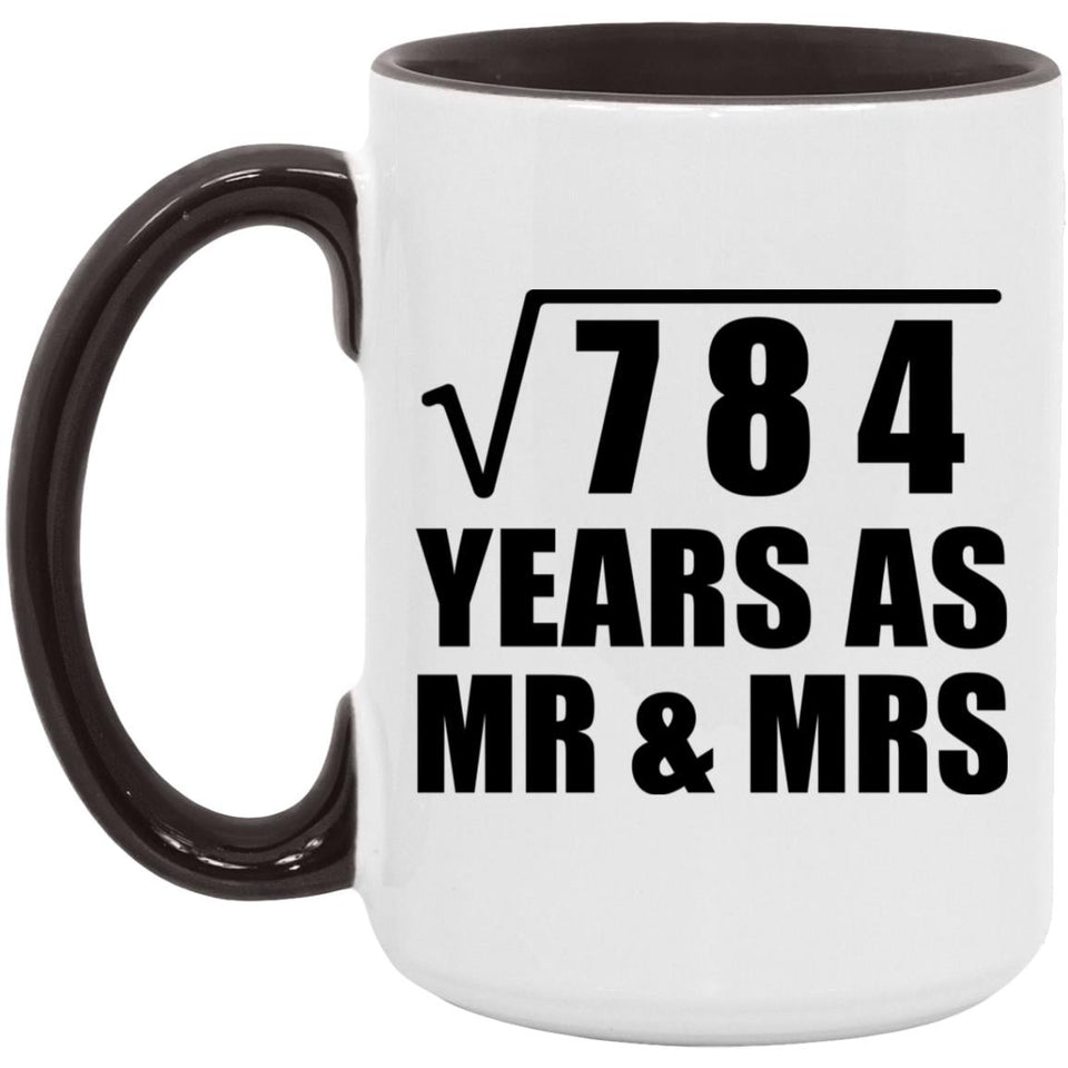 28th Anniversary Square Root of 784 Years As Mr & Mrs - 15oz Accent Mug Black