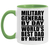 Military General By Day World's Best Dad By Night - 11oz Accent Mug Green
