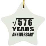 24th Anniversary Square Root of 576 Years Anniversary - Star Ornament
