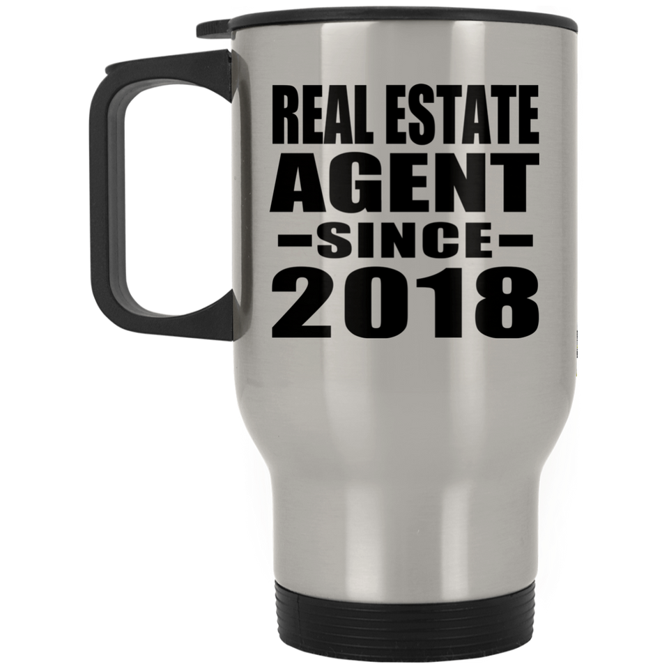 Real Estate Agent Since 2018 - Silver Travel Mug
