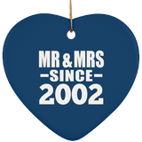 22nd Anniversary Mr & Mrs Since 2002 - Heart Ornament