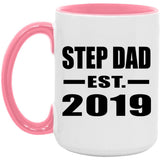 Step Dad Established EST. 2019 - 15oz Accent Mug Pink
