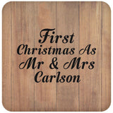 First Christmas As Mr & Mrs Carlson - Drink Coaster C